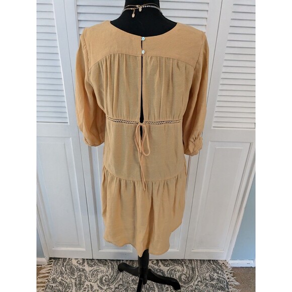 Zara Basic Dress Womens M Yellow Peasant Flowy Boho Boxy Fit Mini Cottagecore - Picture 6 of 16